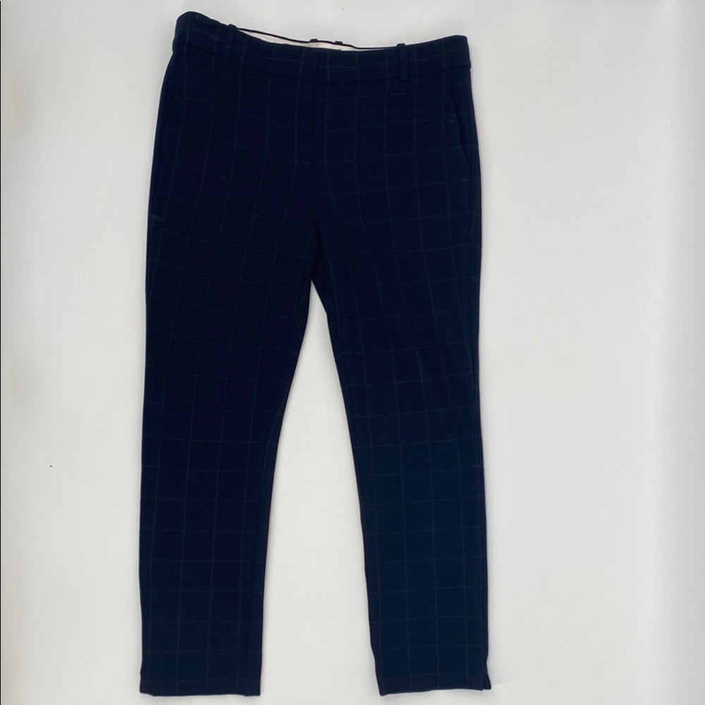 THEORY Navy Straight Trowser Windowpane Knit